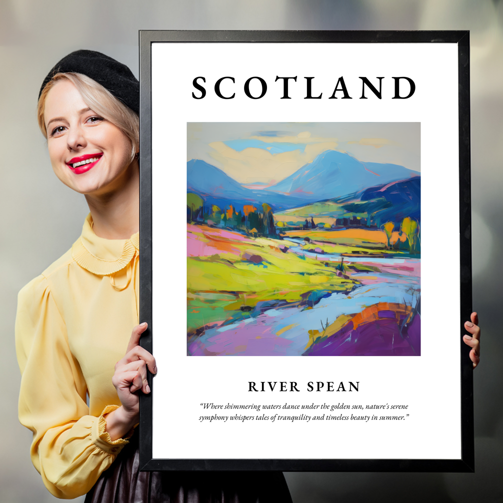 Person holding a poster of River Spean