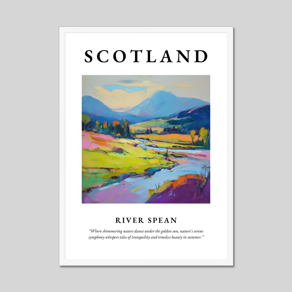 Poster in a white frame with the word Scotland