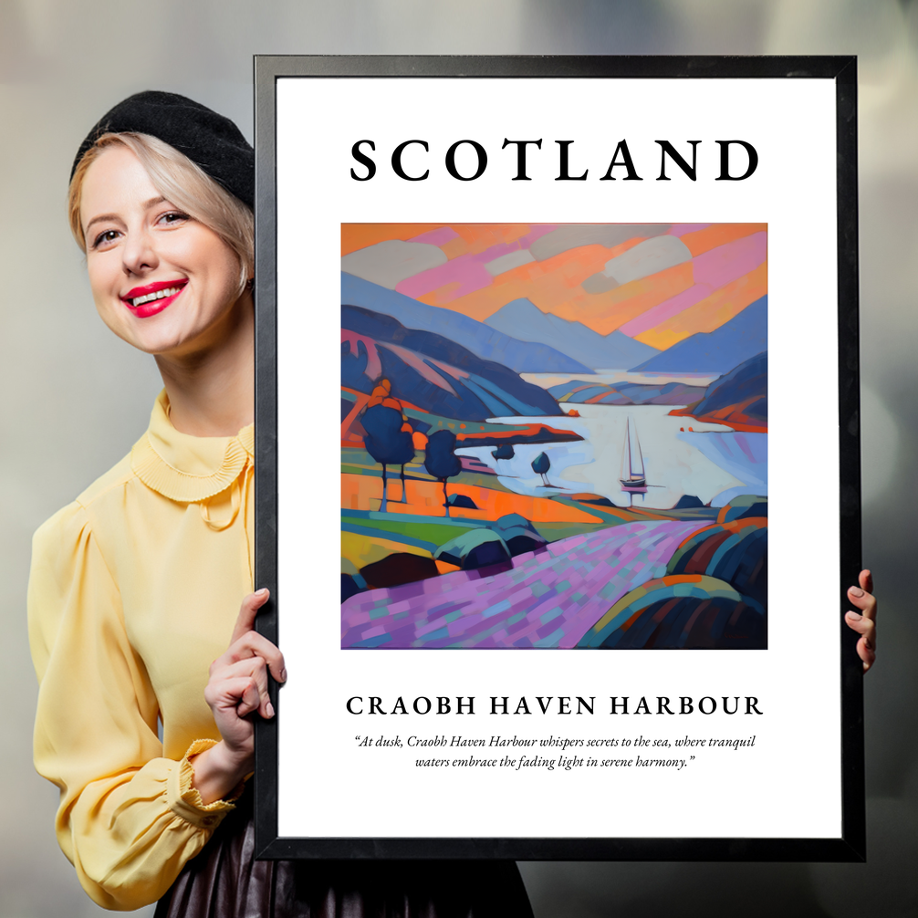 Person holding a poster of Craobh Haven Harbour