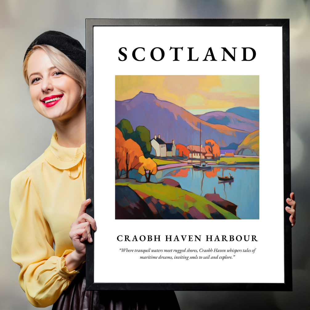 Person holding a poster of Craobh Haven Harbour