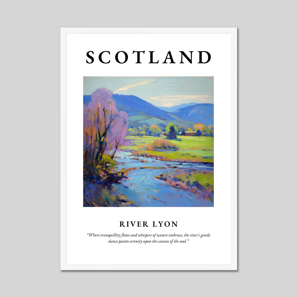 Poster in a white frame with the word Scotland