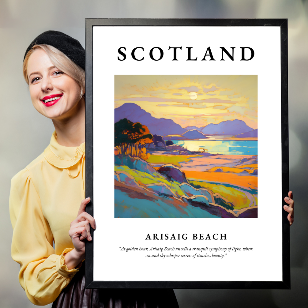 Person holding a poster of Arisaig Beach