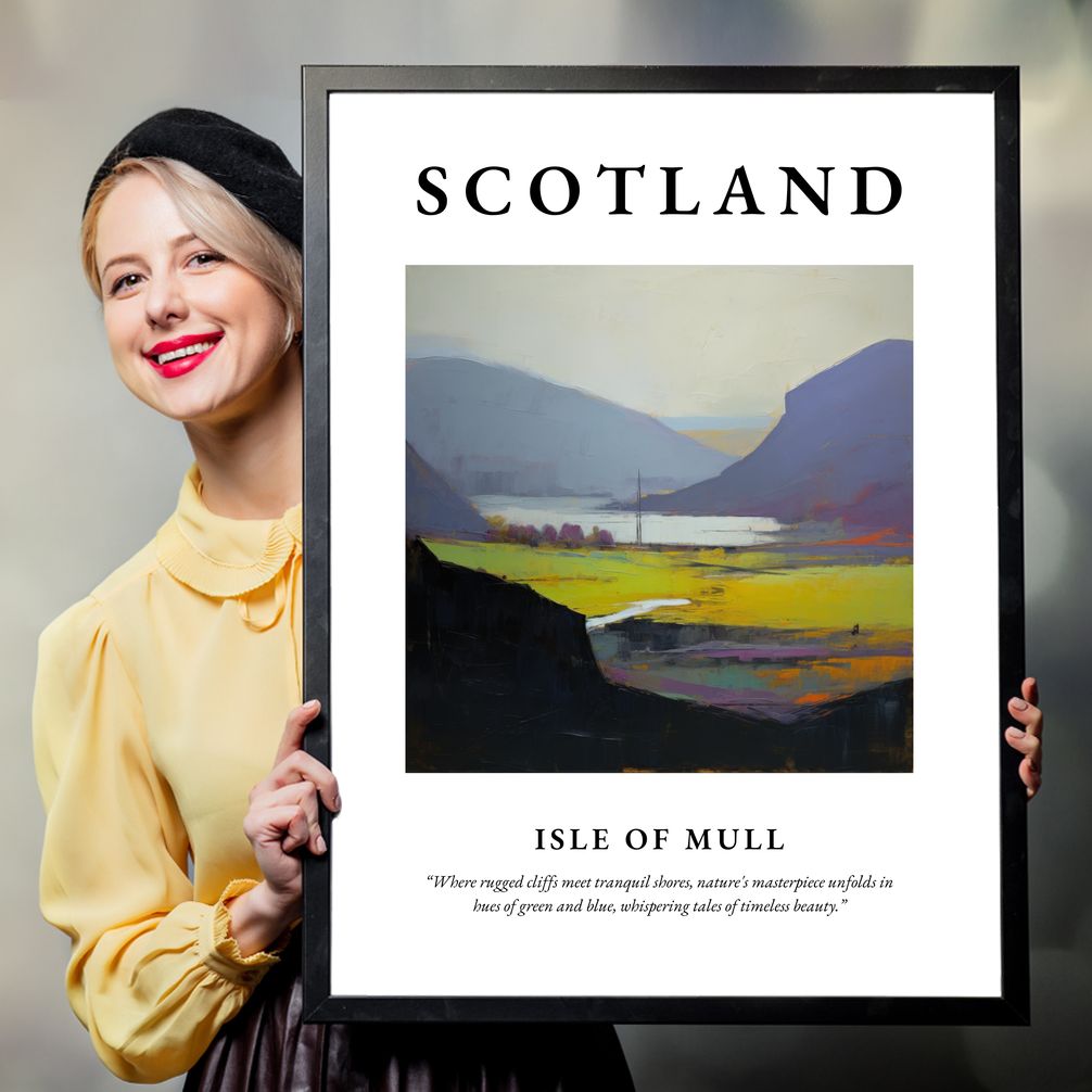 Person holding a poster of Isle of Mull