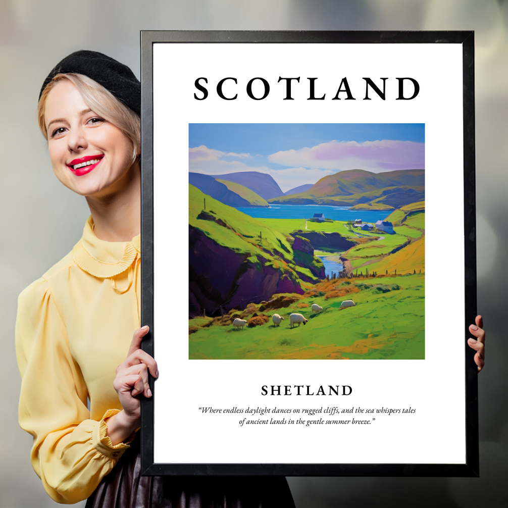 Person holding a poster of Shetland