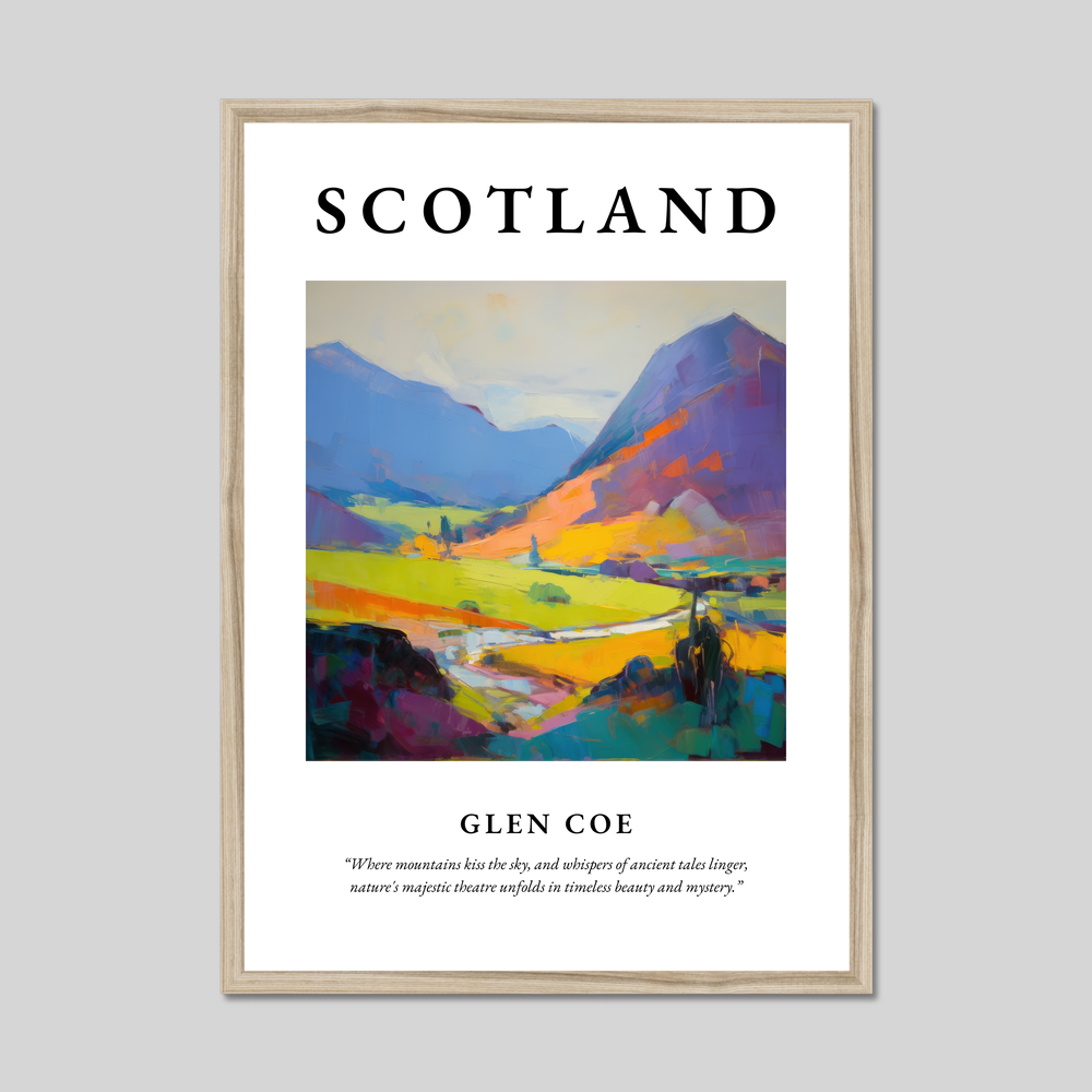 Poster in a natural frame with the word Scotland