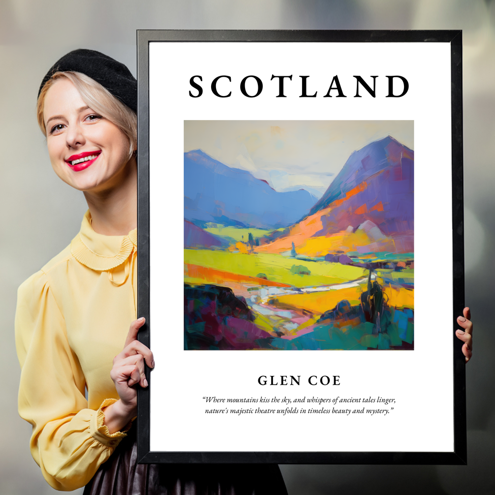 Person holding a poster of Glen Coe