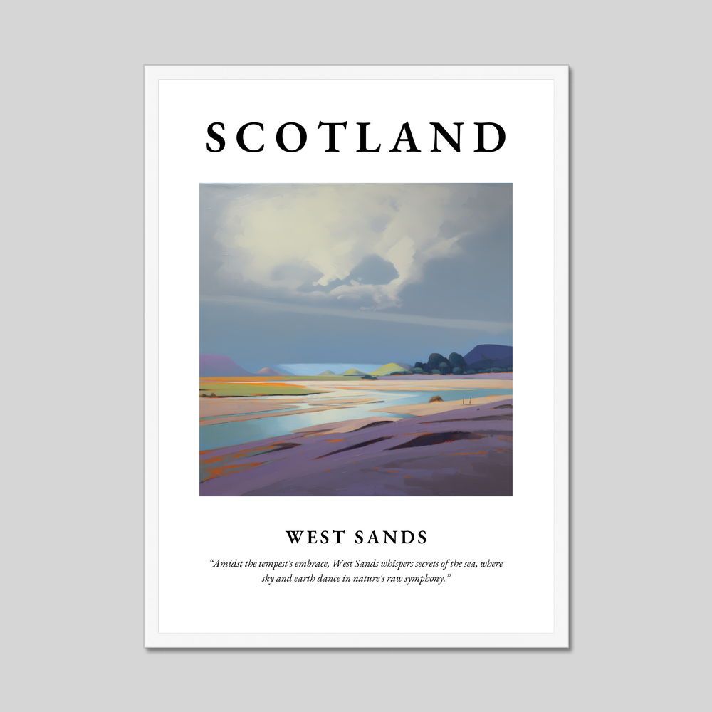 Poster in a white frame with the word Scotland