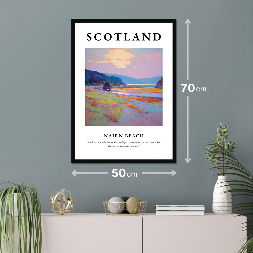 Poster of Nairn Beach hanging on a wall