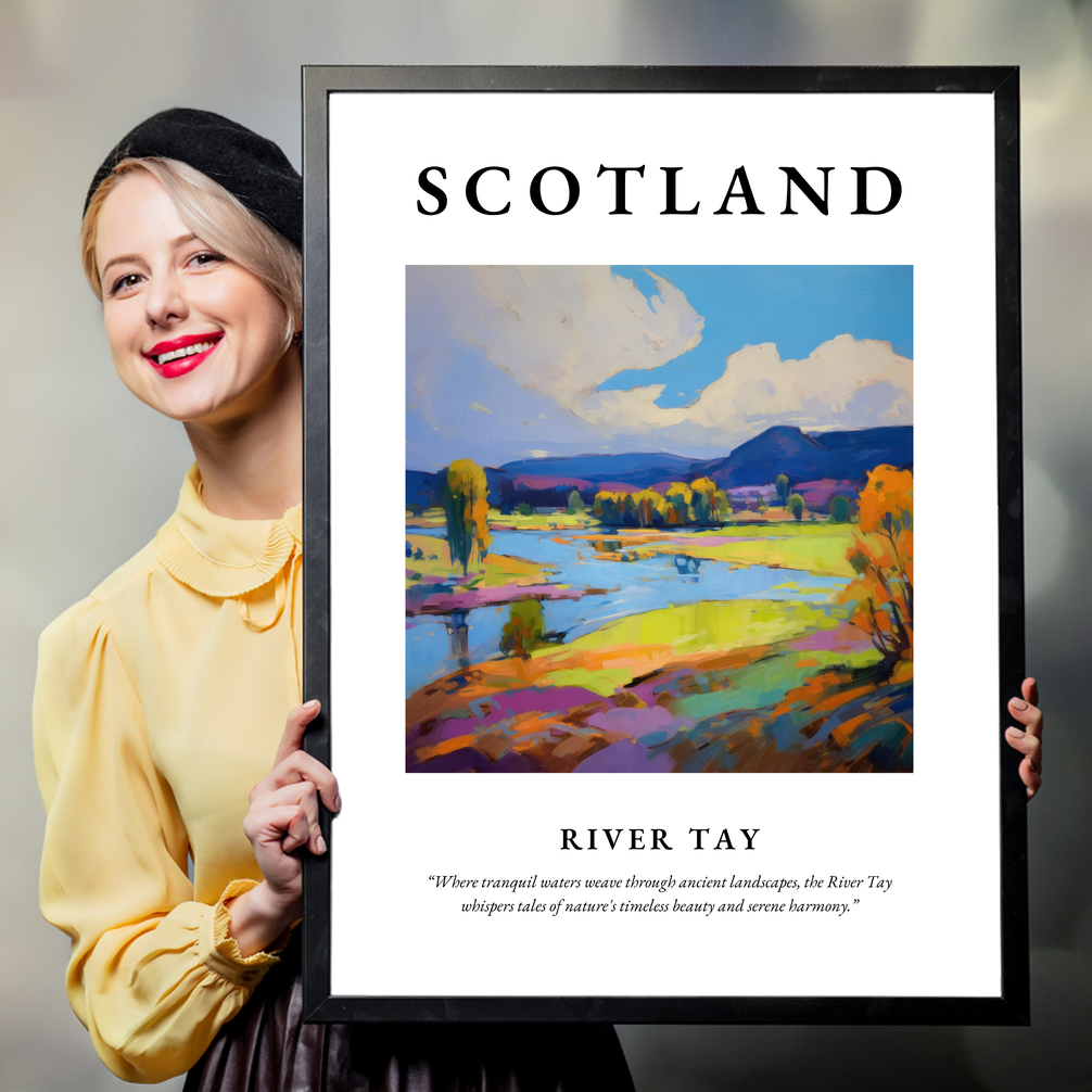 Person holding a poster of River Tay