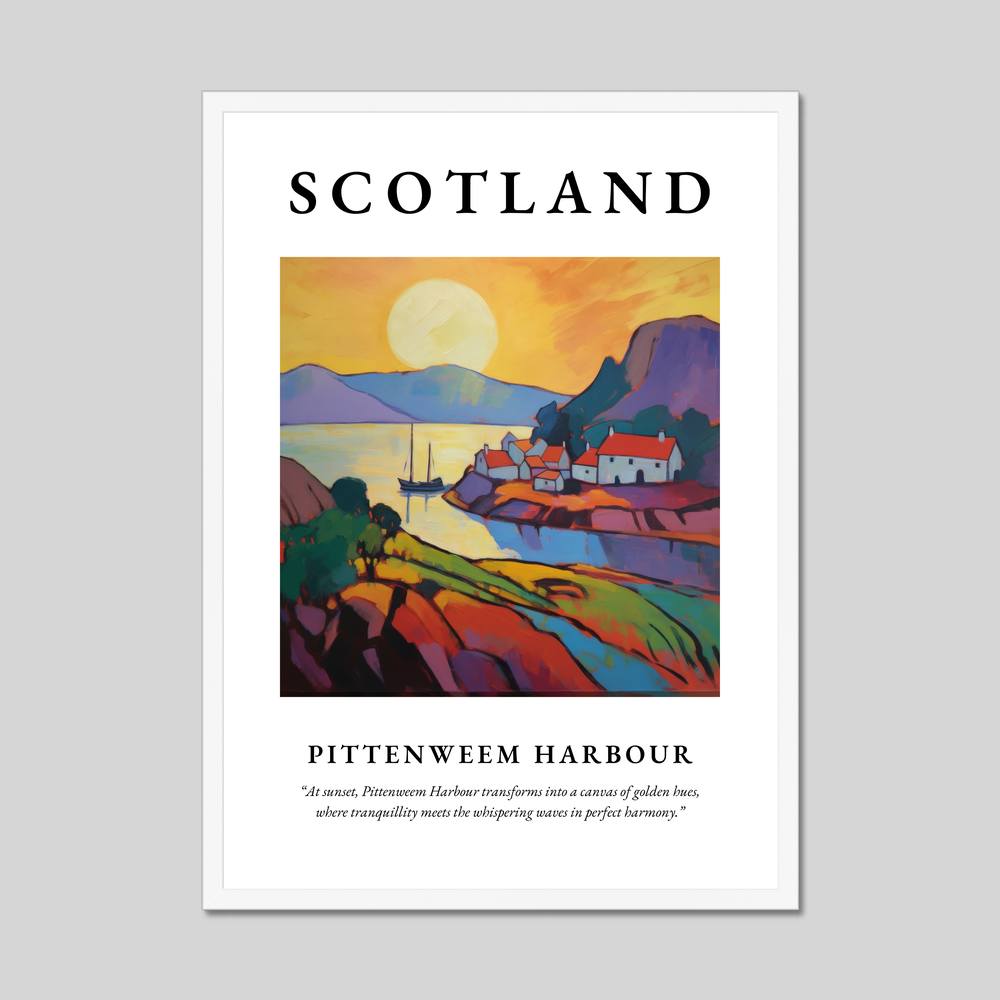 Poster in a white frame with the word Scotland