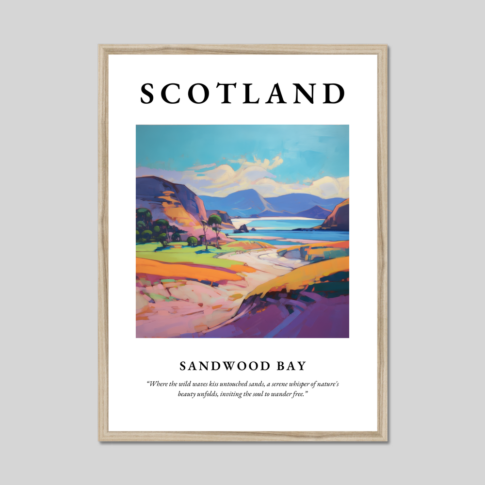 Poster in a natural frame with the word Scotland