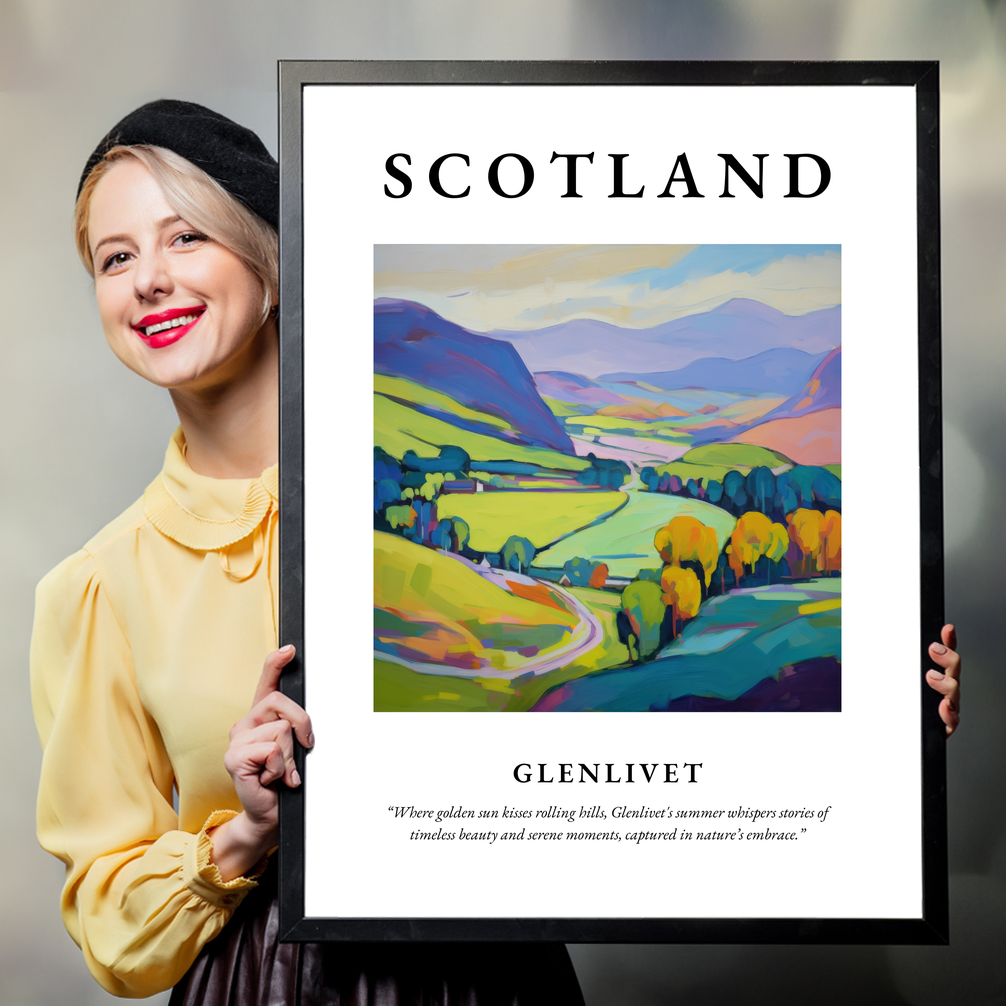 Person holding a poster of Glenlivet