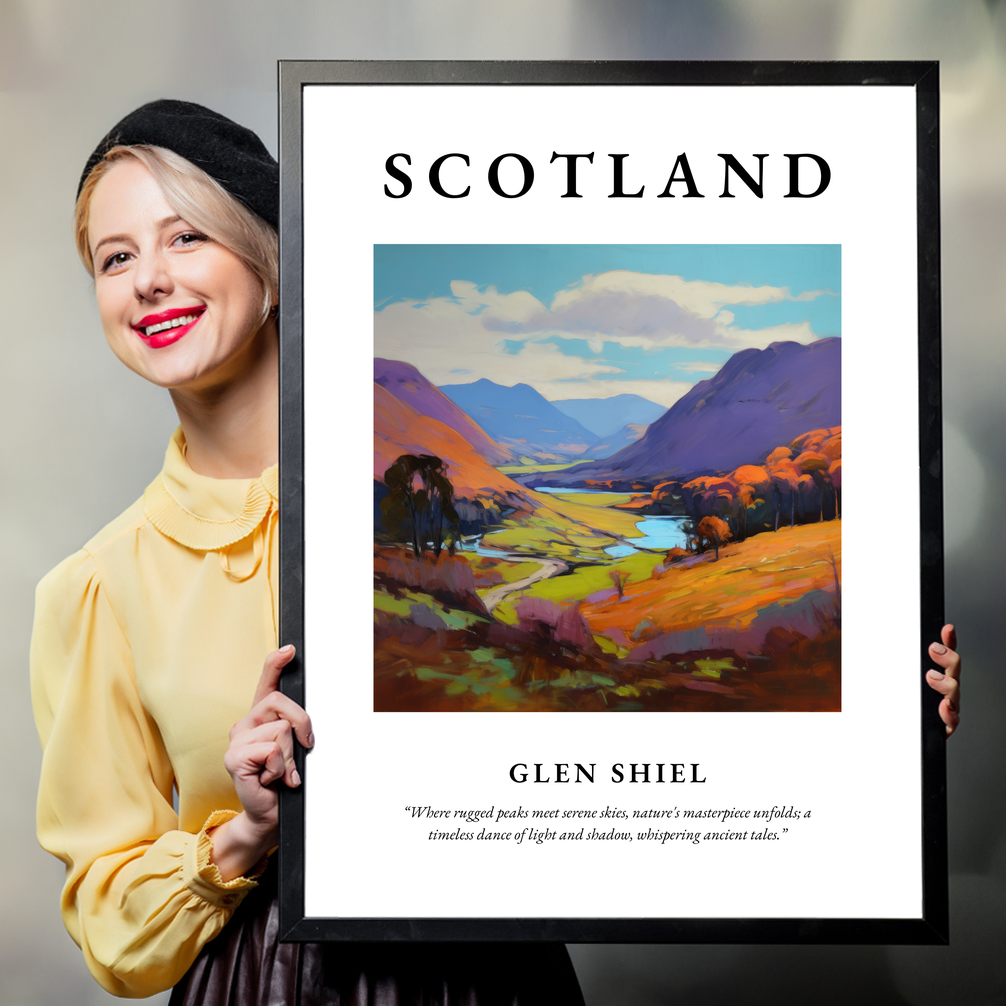 Person holding a poster of Glen Shiel