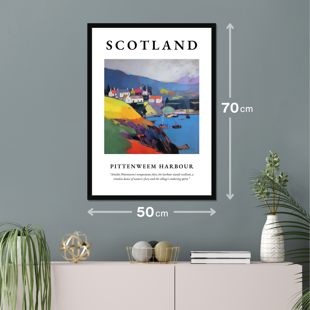 Poster of Pittenweem Harbour hanging on a wall