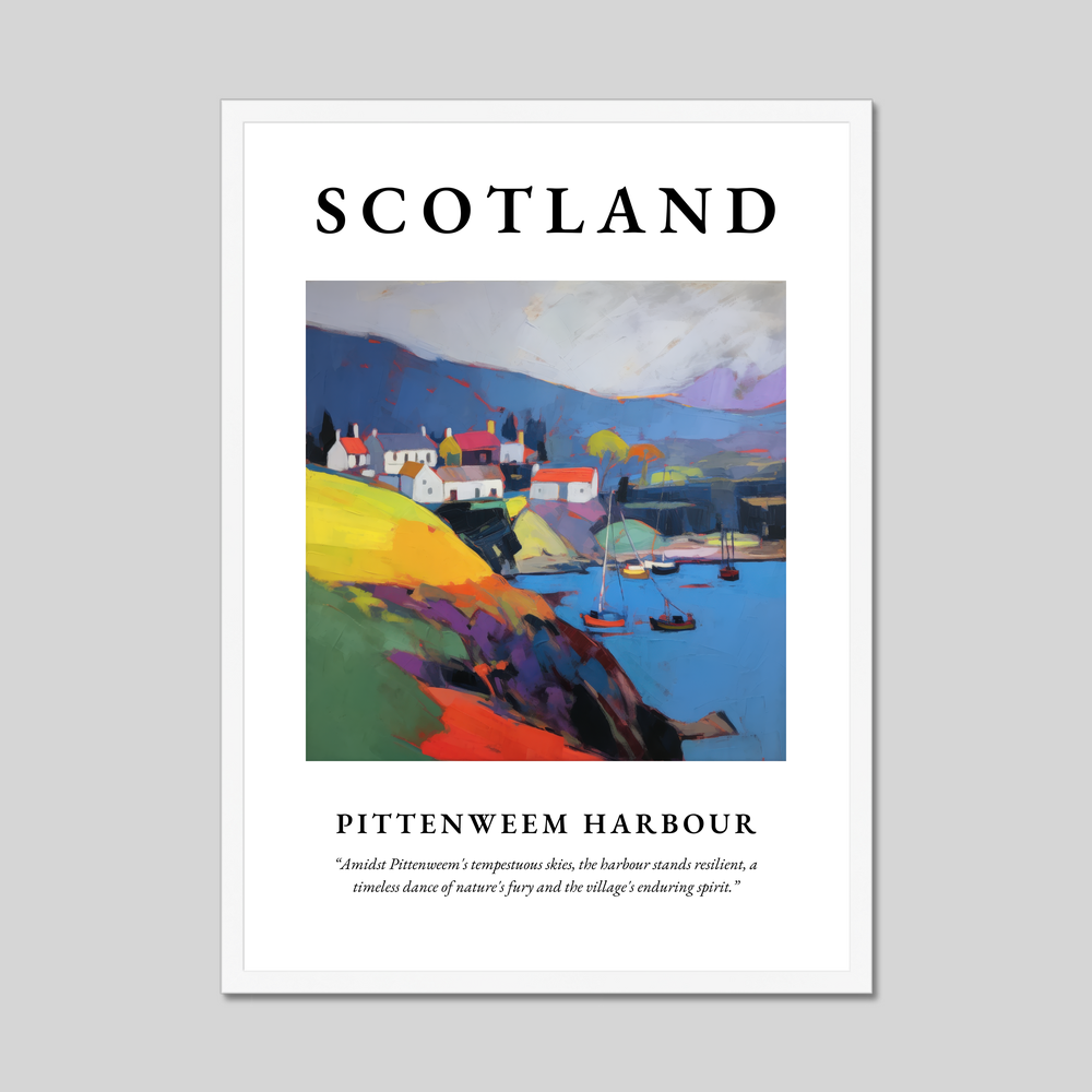 Poster in a white frame with the word Scotland