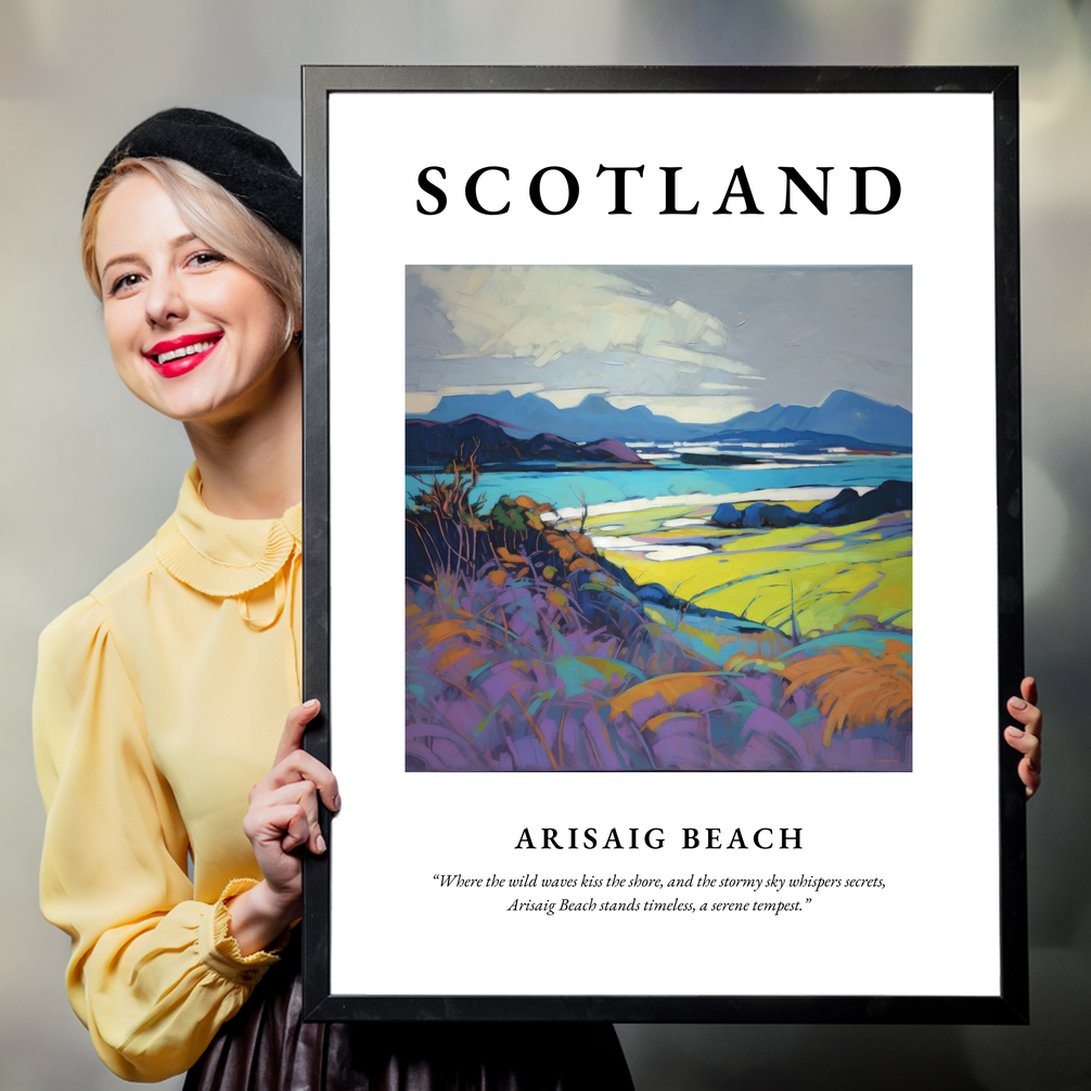 Person holding a poster of Arisaig Beach