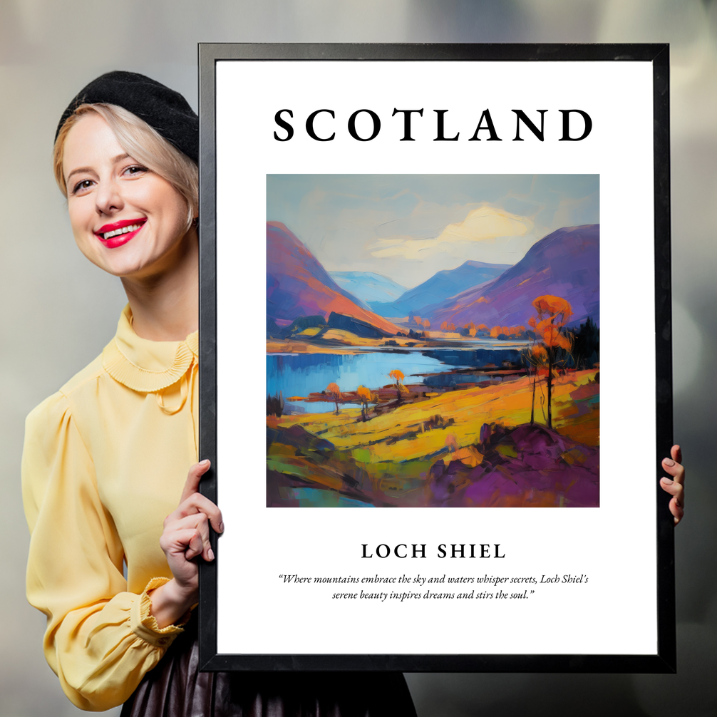 Person holding a poster of Loch Shiel