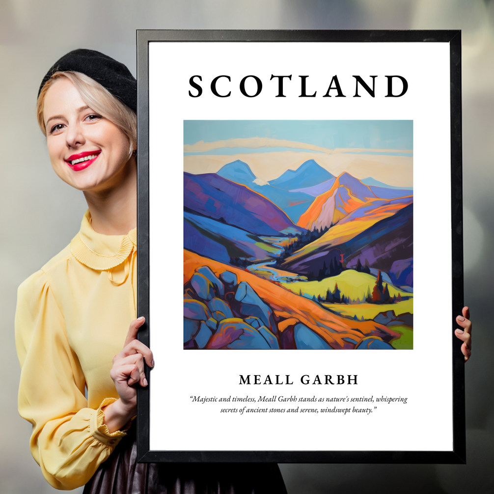 Person holding a poster of Meall Garbh