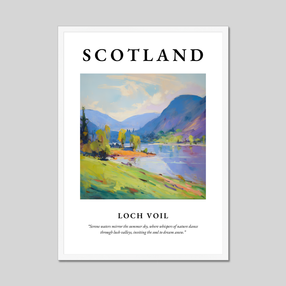 Poster in a white frame with the word Scotland