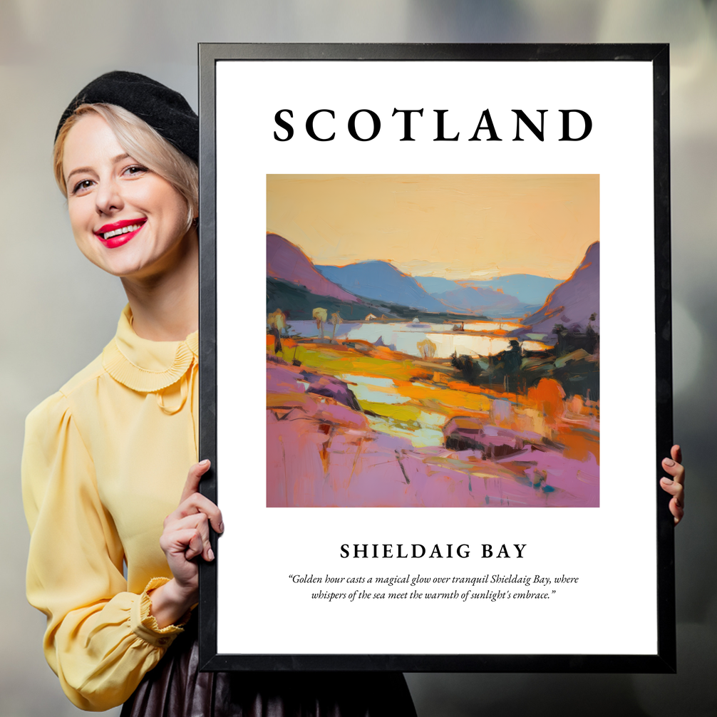 Person holding a poster of Shieldaig Bay