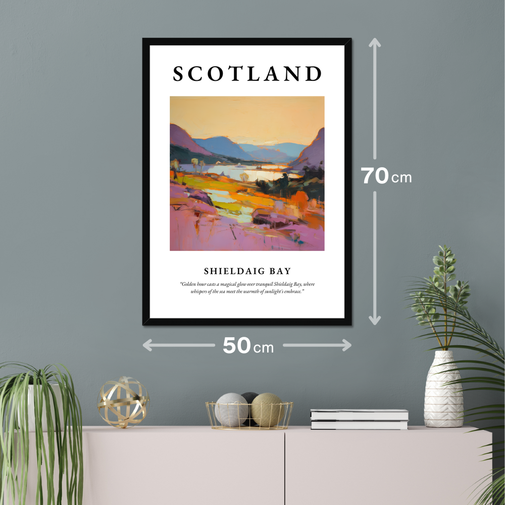 Poster of Shieldaig Bay hanging on a wall