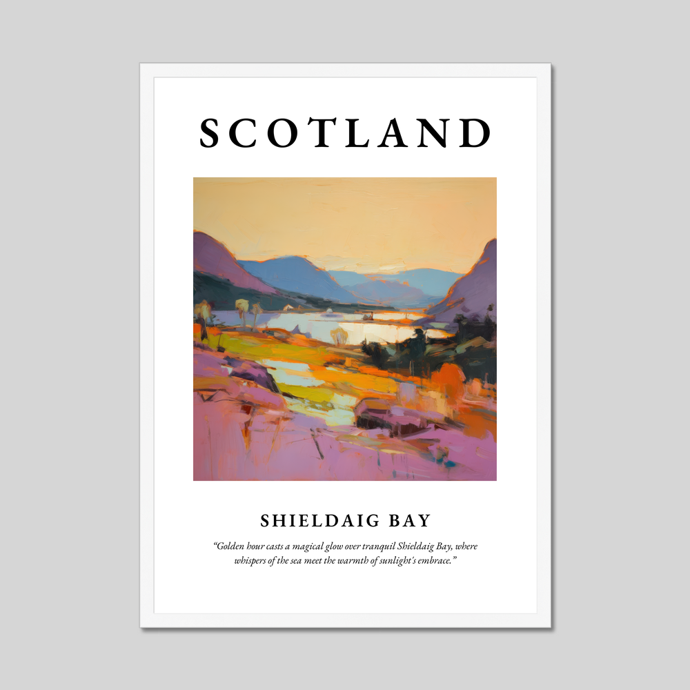 Poster in a white frame with the word Scotland