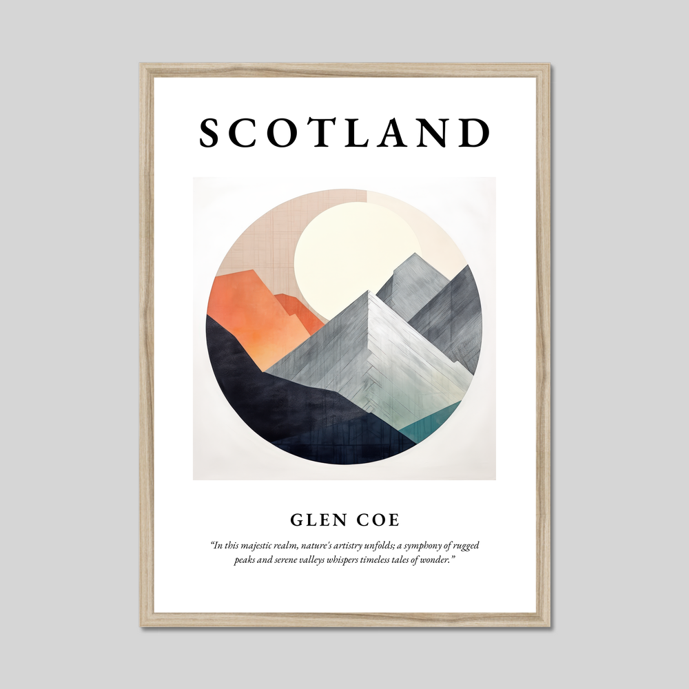 Poster in a natural frame with the word Scotland