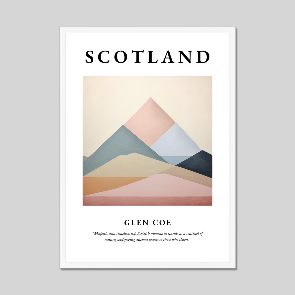 Poster in a white frame with the word Scotland