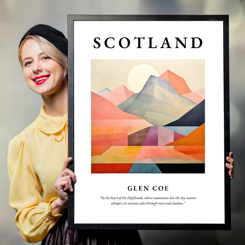 Person holding a poster of Glen Coe