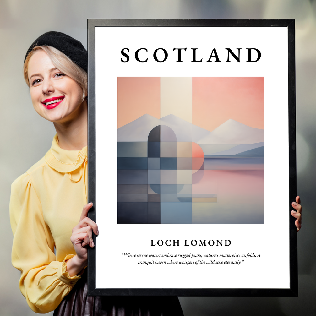 Person holding a poster of Loch Lomond