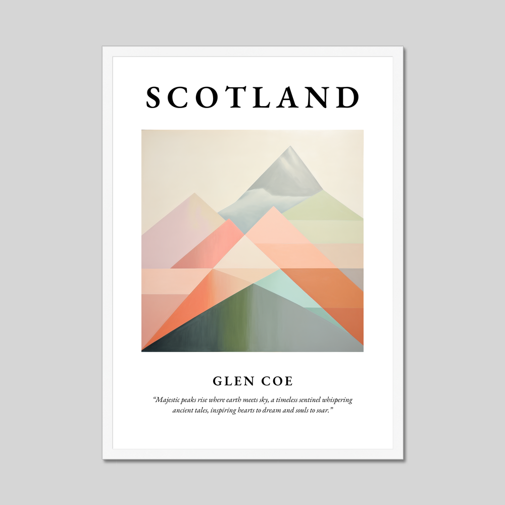 Poster in a white frame with the word Scotland