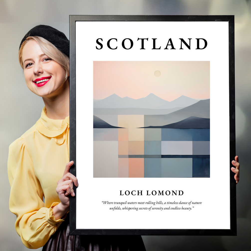 Person holding a poster of Loch Lomond