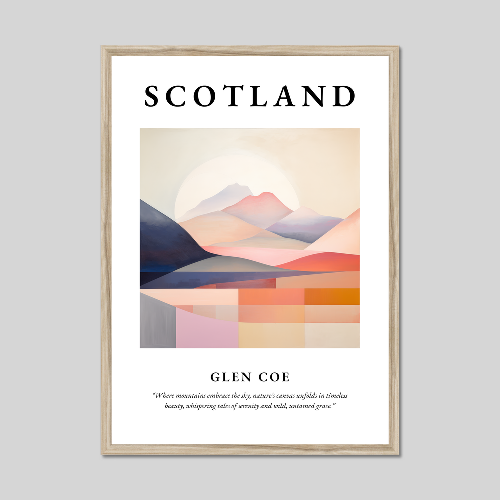 Poster in a natural frame with the word Scotland