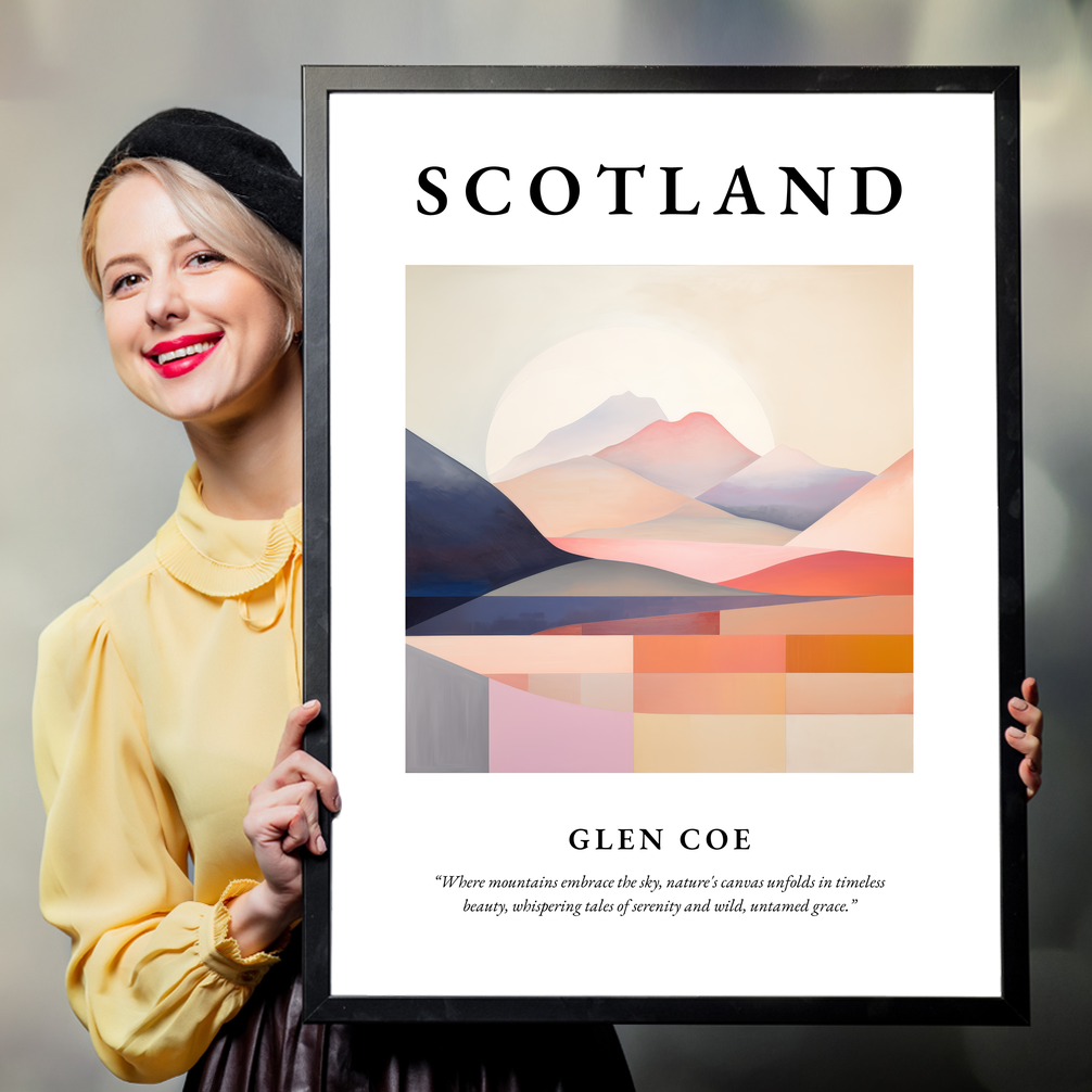 Person holding a poster of Glen Coe