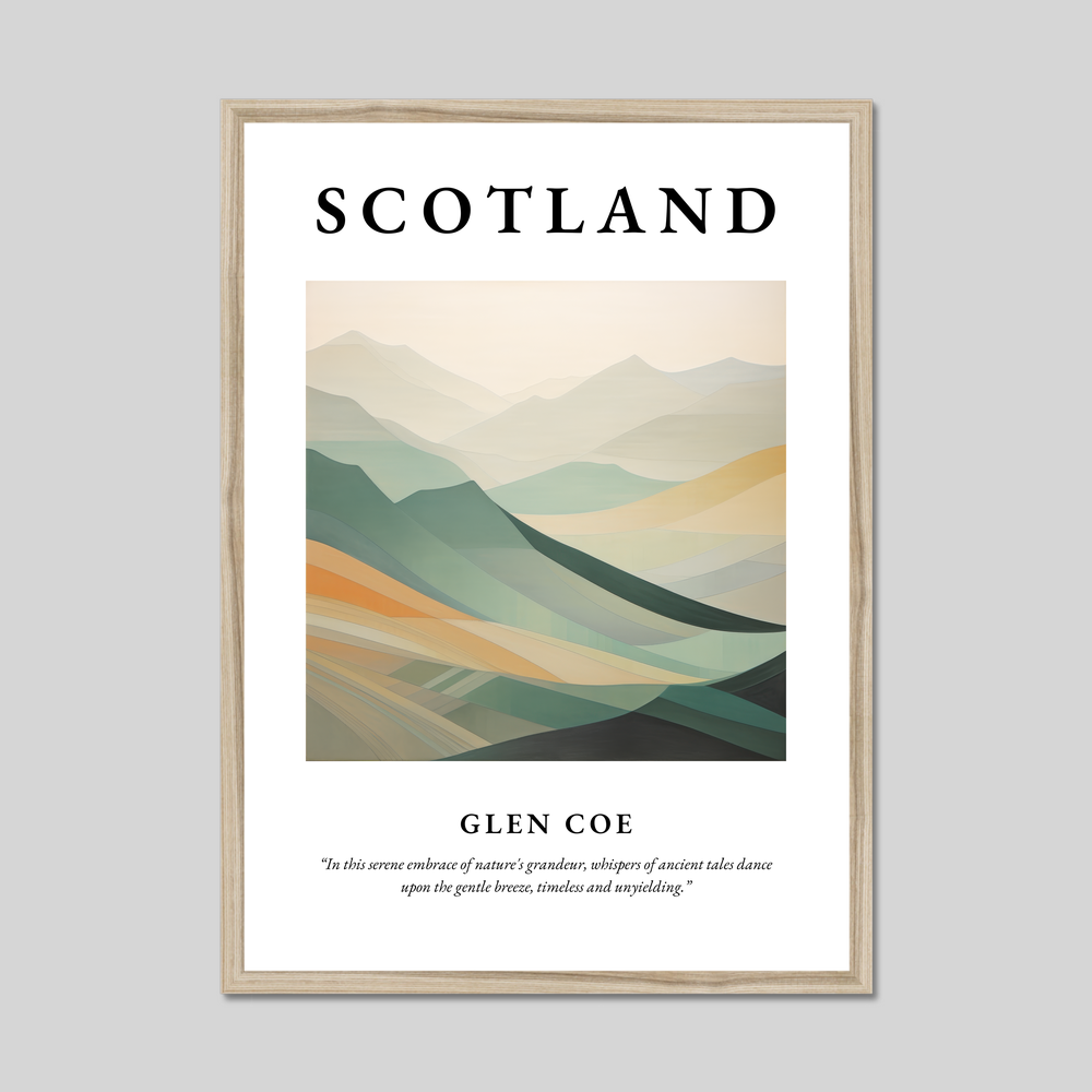 Poster in a natural frame with the word Scotland