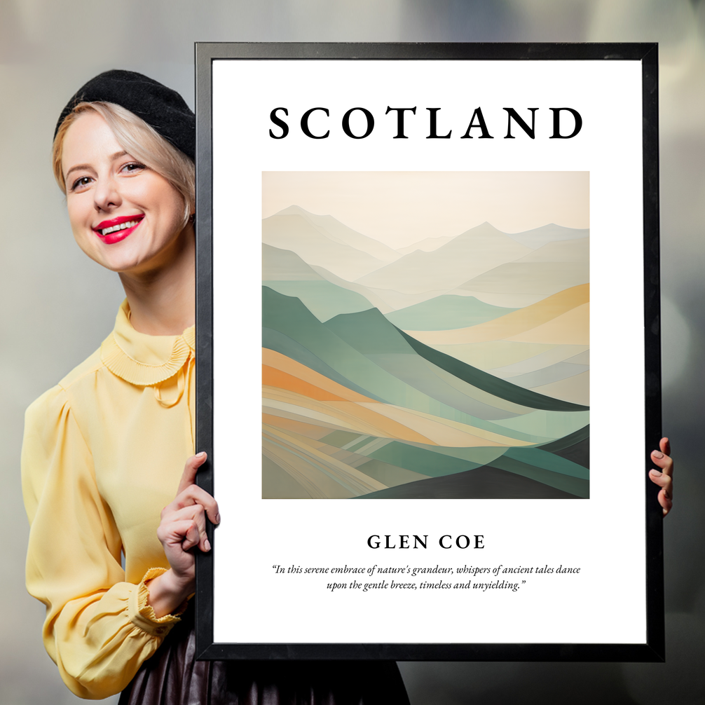 Person holding a poster of Glen Coe