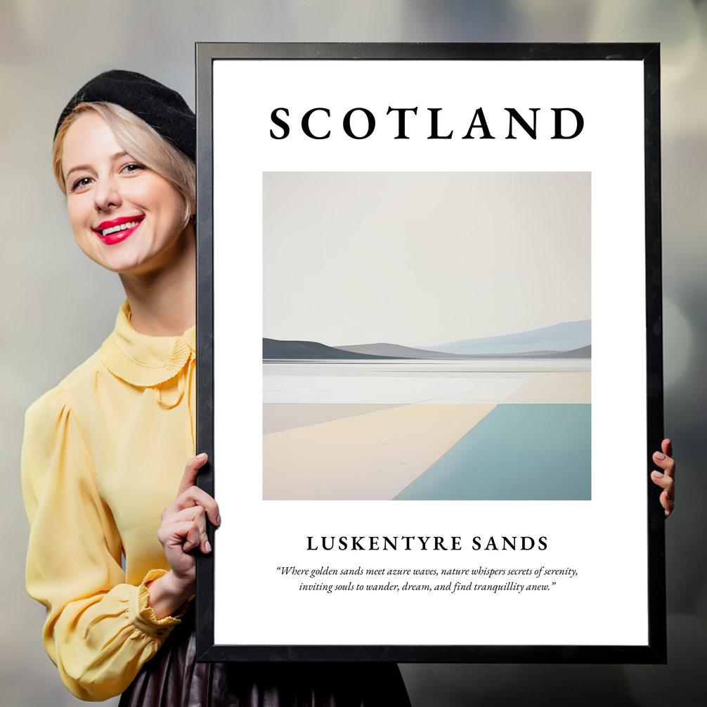 Person holding a poster of Luskentyre Sands