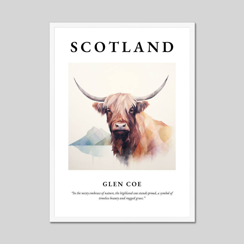 Poster in a white frame with the word Scotland