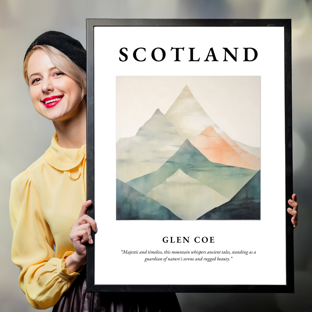 Person holding a poster of Glen Coe