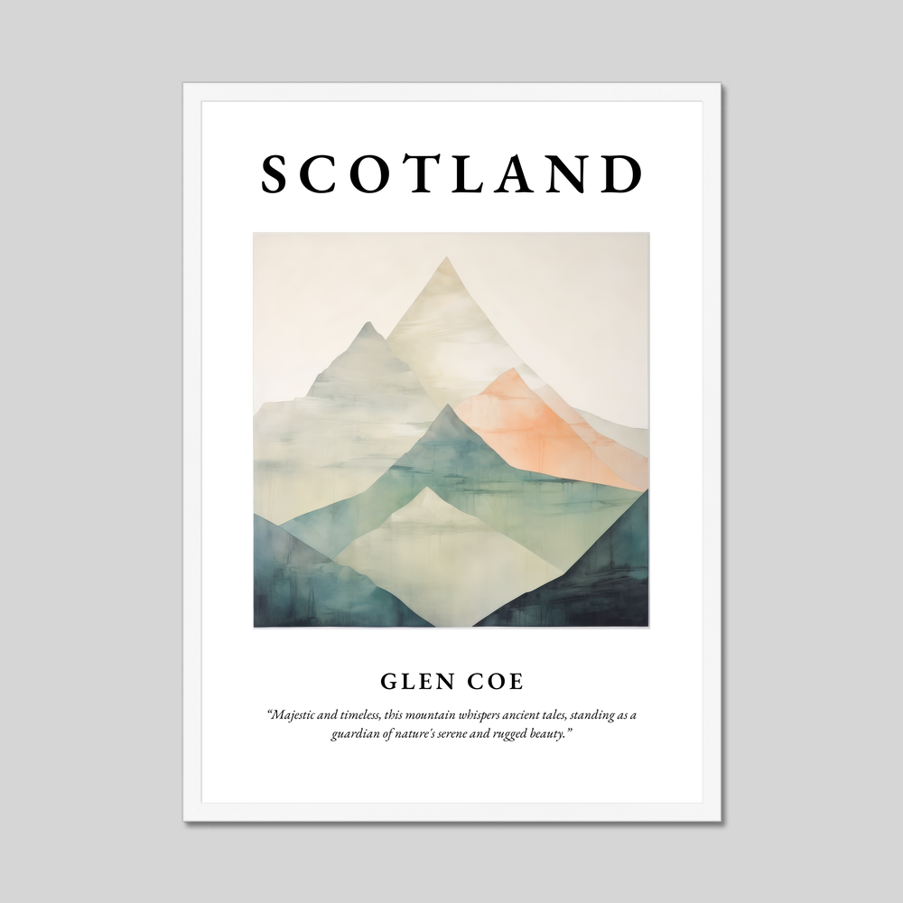 Poster in a white frame with the word Scotland