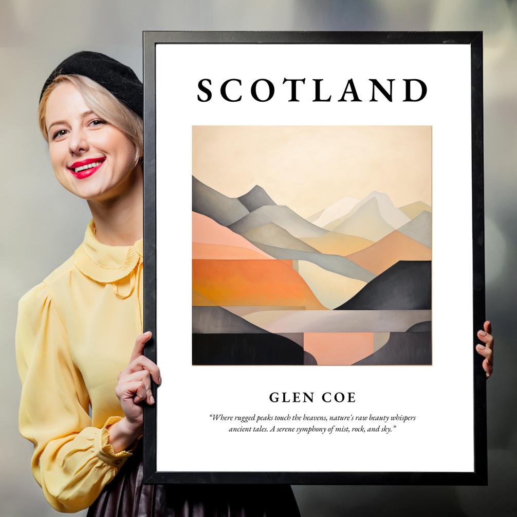 Person holding a poster of Glen Coe