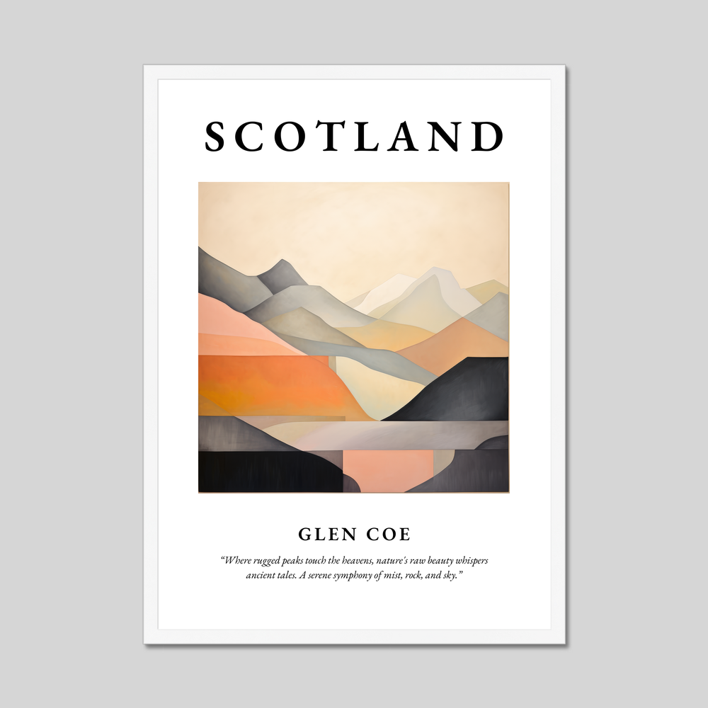 Poster in a white frame with the word Scotland