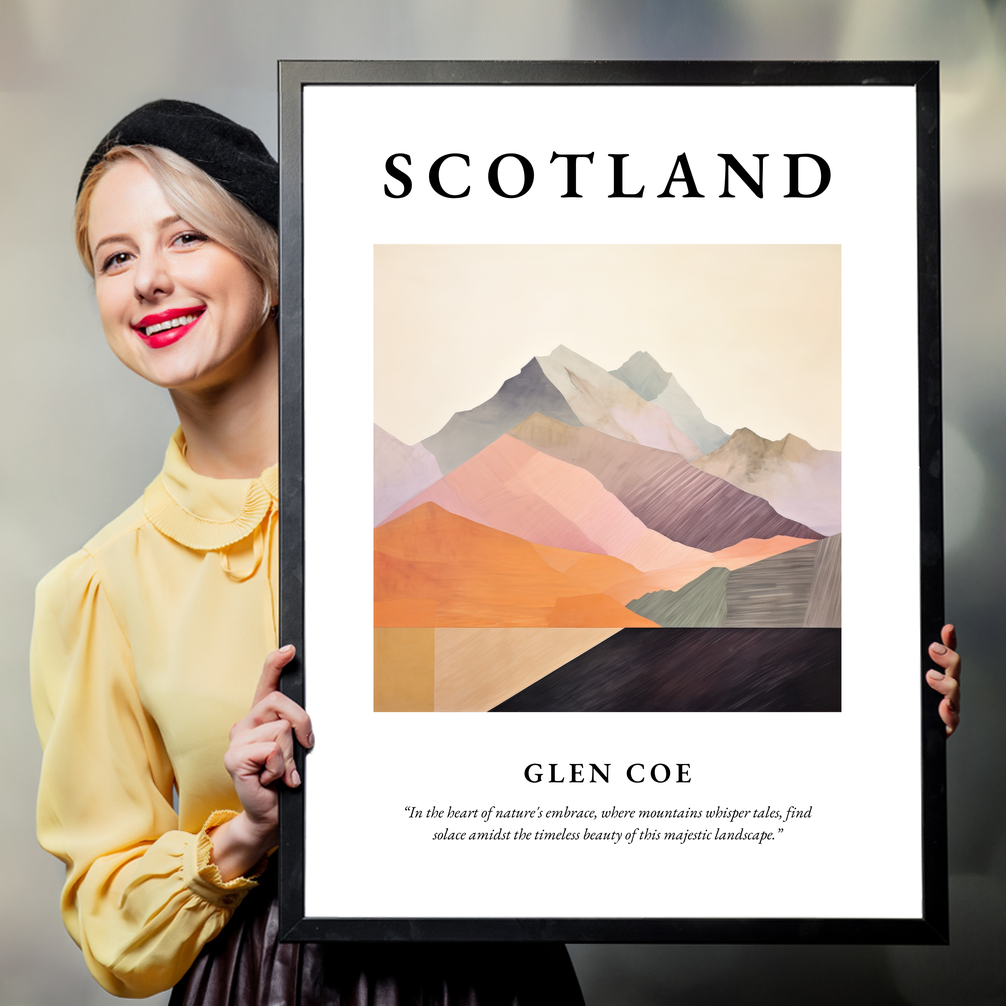 Person holding a poster of Glen Coe