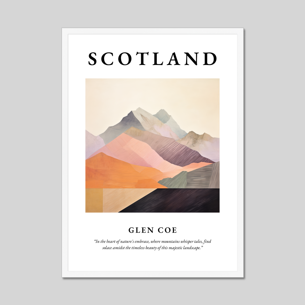 Poster in a white frame with the word Scotland