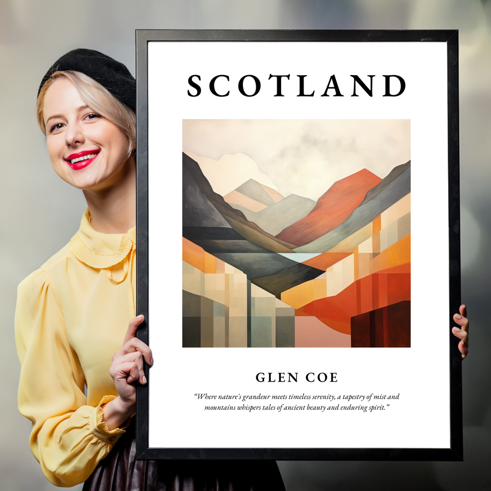 Person holding a poster of Glen Coe