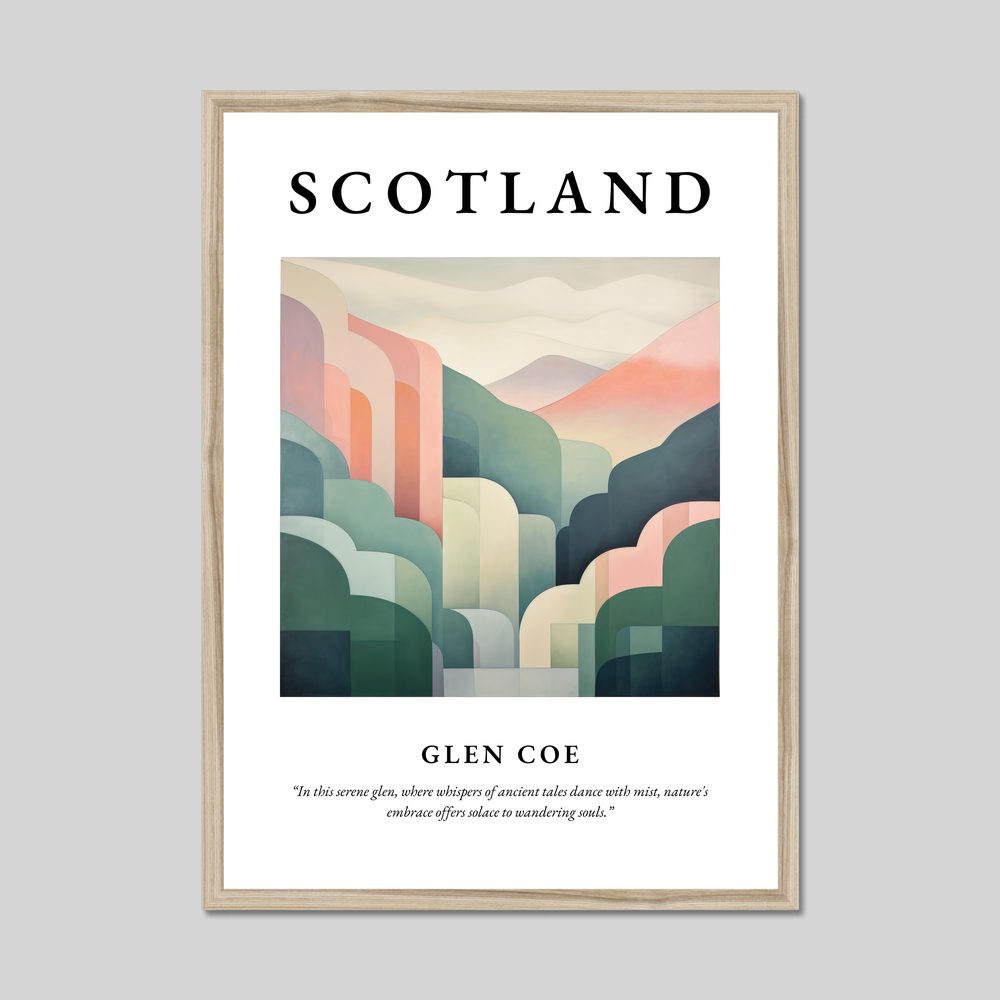 Poster in a natural frame with the word Scotland