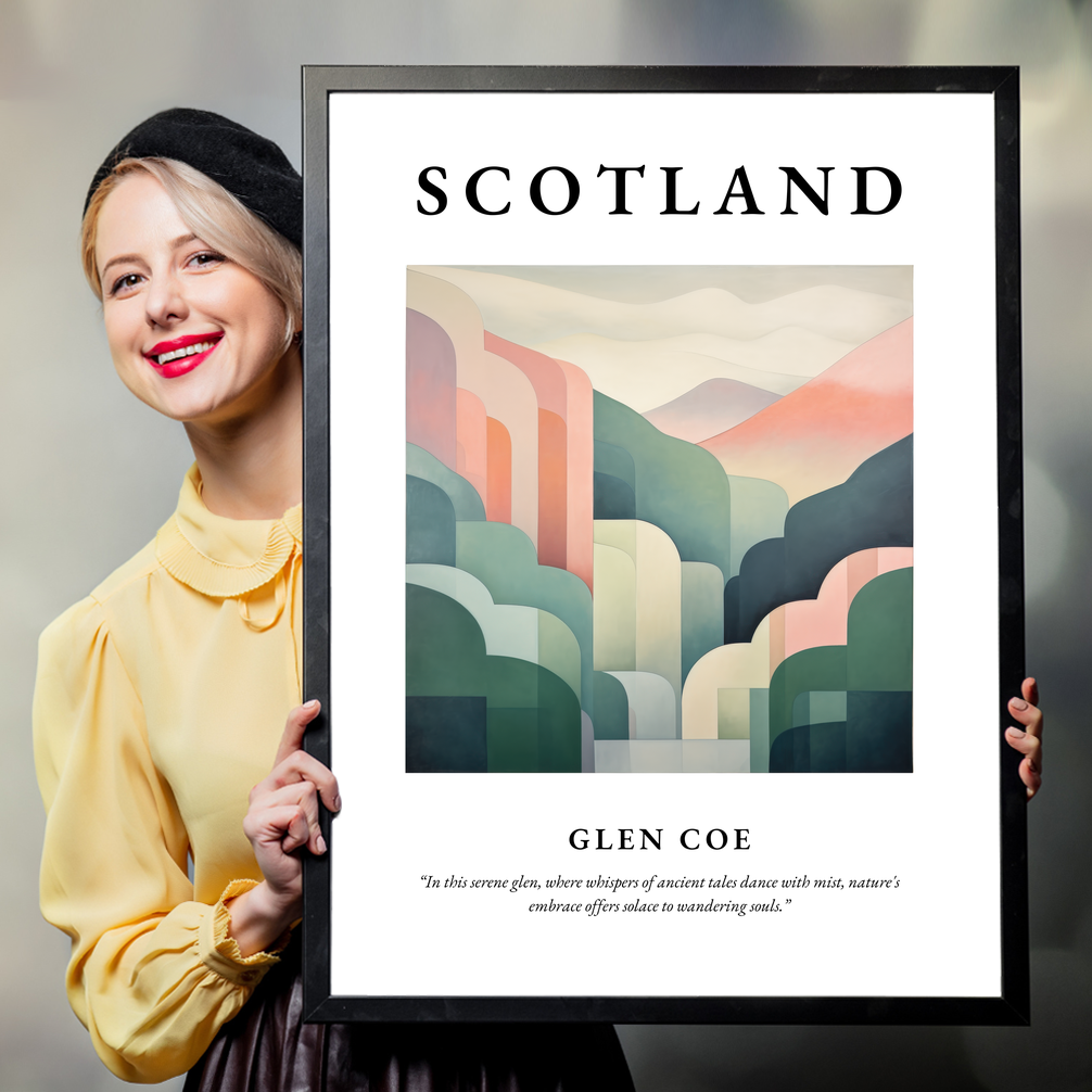 Person holding a poster of Glen Coe