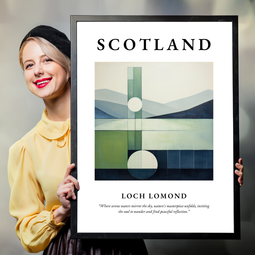 Person holding a poster of Loch Lomond