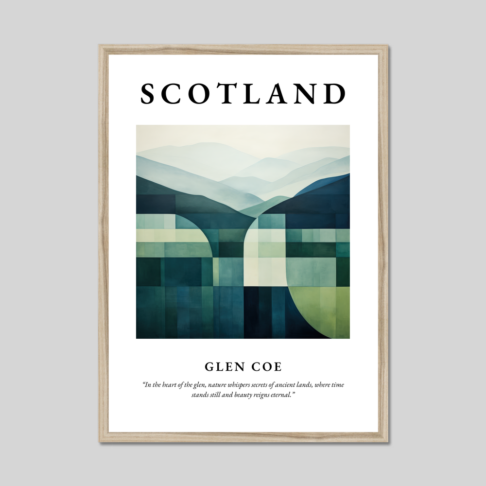 Poster in a natural frame with the word Scotland