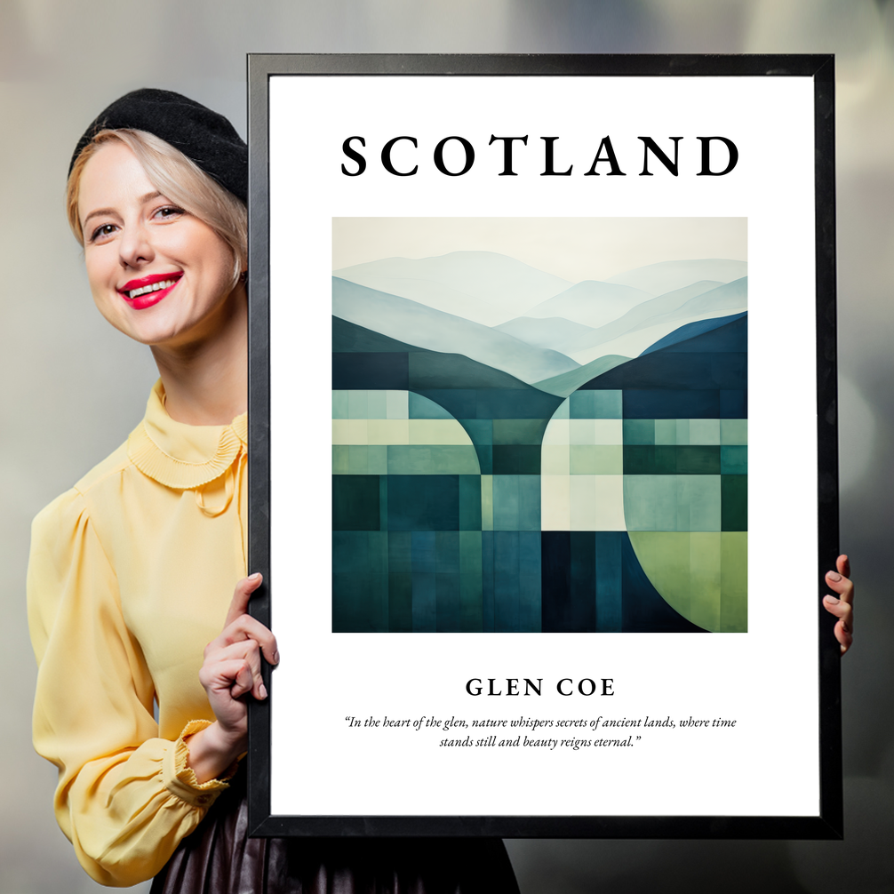 Person holding a poster of Glen Coe